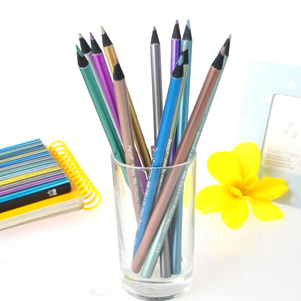 12 Colors Craft Student Sparkling School Eco Friendly Pencil Sketch Art Stationery Drawing DIY Lead