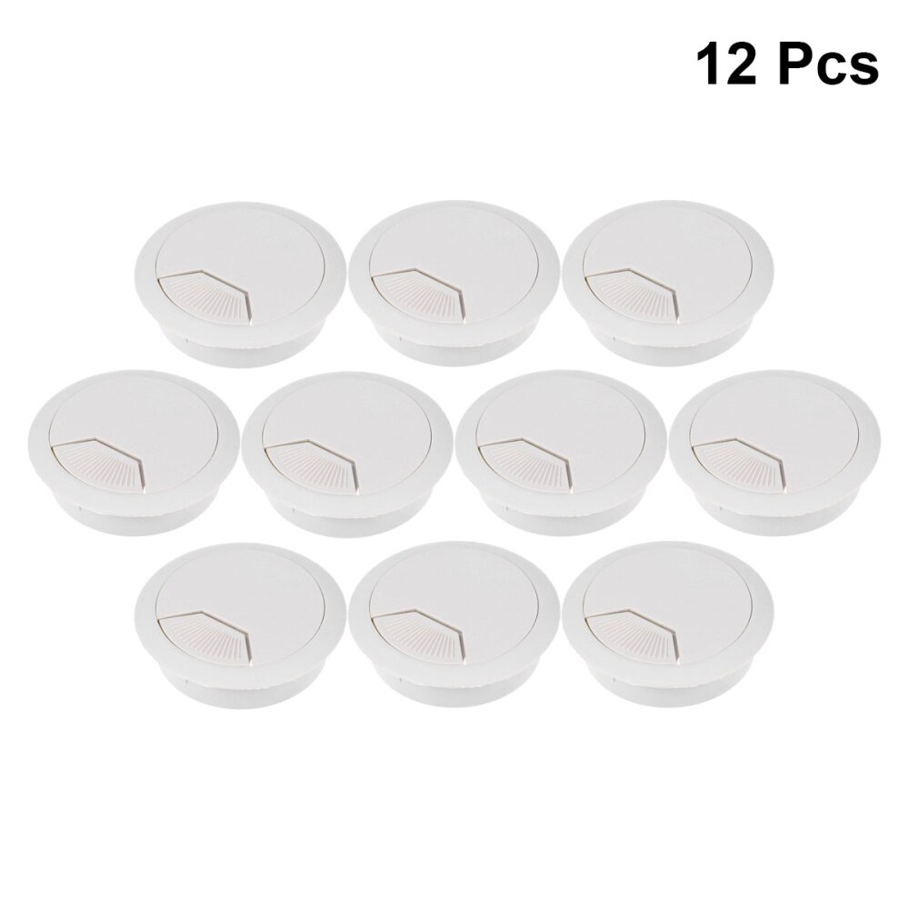 12 Stuks Kabel Gat Cover 50Mm Diameter Grijs Wit Kabeldoorvoerklep Tidy Kabel Organizer Cord Hole Cover Voor Kantoor thuis: White