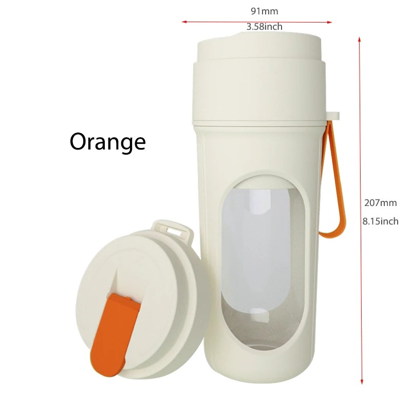 Exprimidor inalámbrico portátil de 12 hojas, pequeño exprimidor de frutas multifuncional, exprimidor, taza exprimidora eléctrica doméstica: naranja