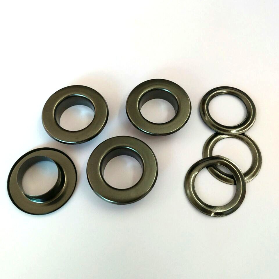 100sets/lot 10mm metal iron eyelets with washer round metal grommets nickle /black nickle plating color+ tools: Black nickle