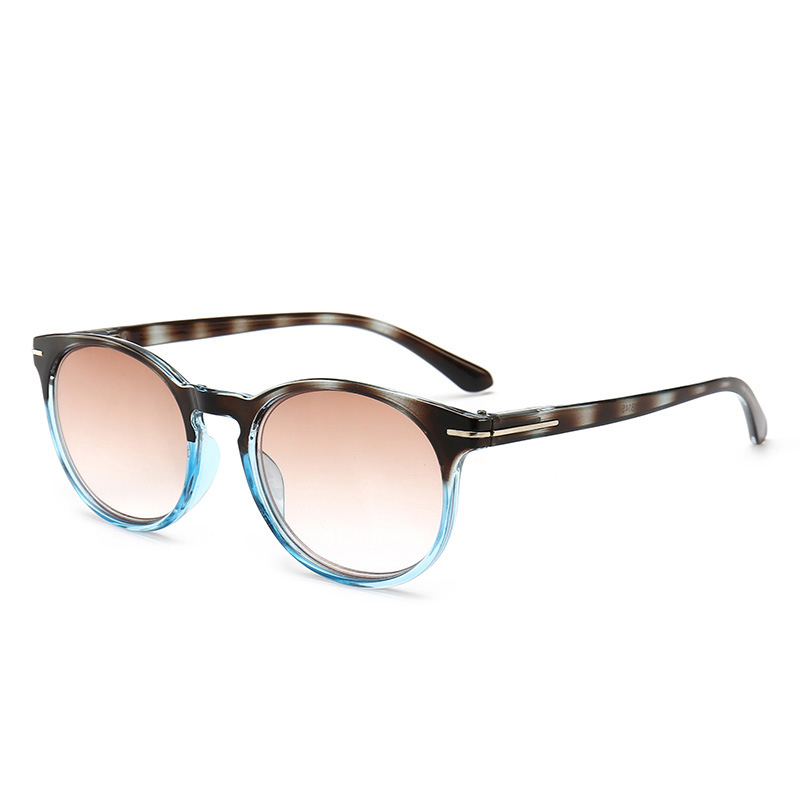 Zilead Resin Reading Glasses Round Double Brown Lens Prebyopia Spectacles For Men Women Hyperopia Eyeglasses Eyewear Unisex: +350 / blue
