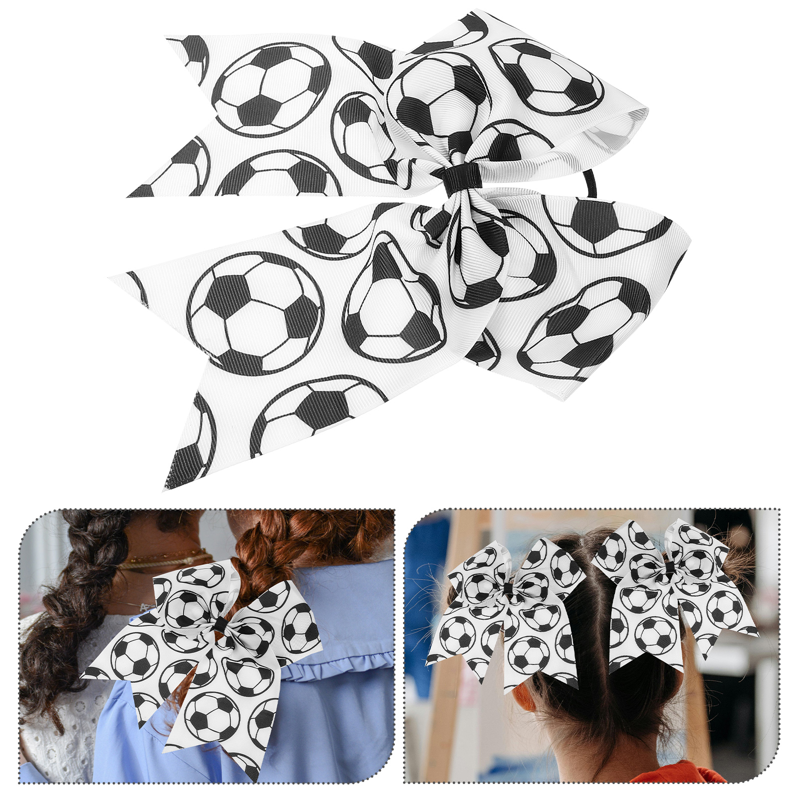3-delige voetbal haarband voetbal strikken voor meisjes kinderen haarballen elastische haarbanden met strikken peuter haaraccessoires vlechters: Default Title