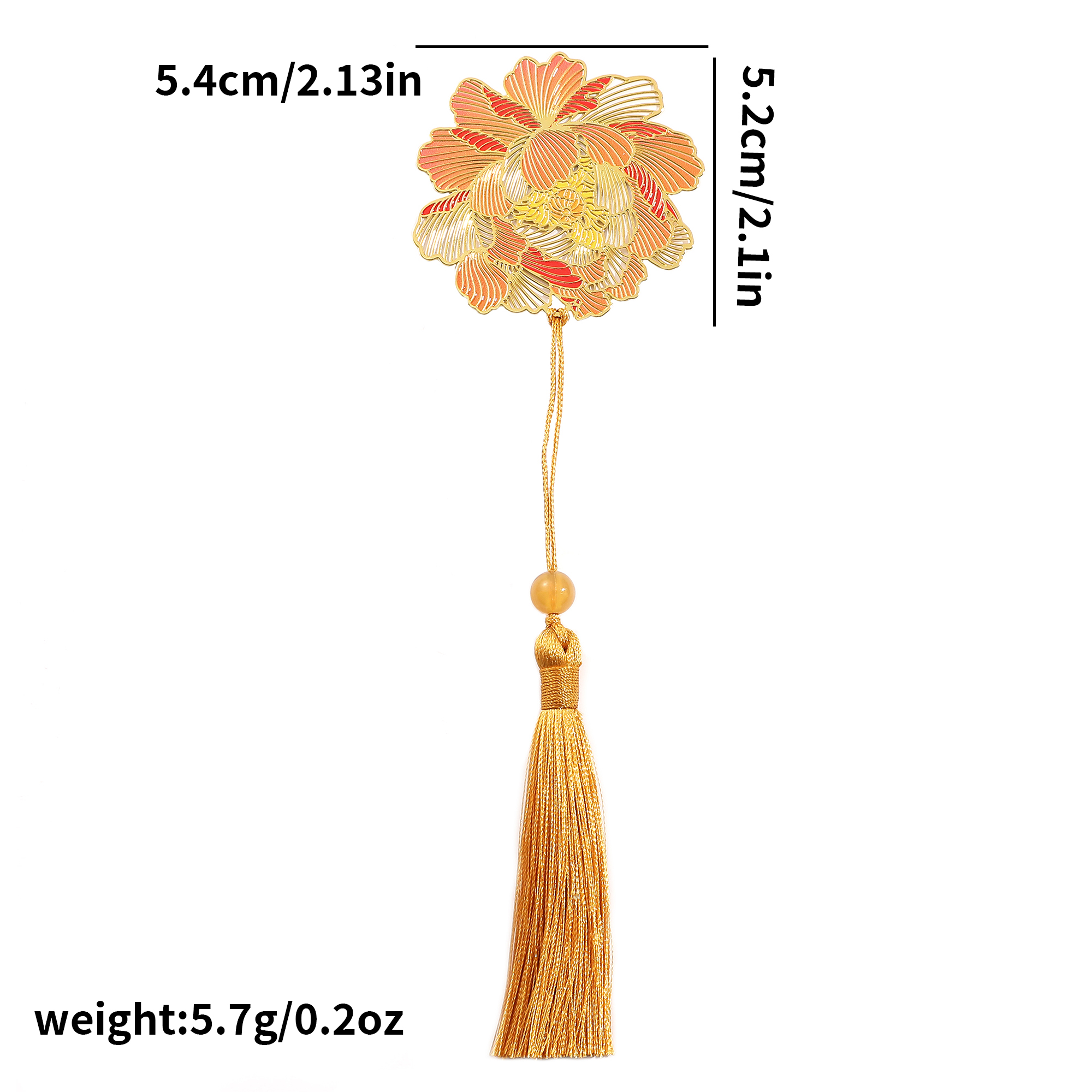 Eenvoudige holle messing boekenlegger, mooie boekenlegger met klavertje vier en libelle, boekenlegger, boekenvriend, leesbenodigdheden: Geel