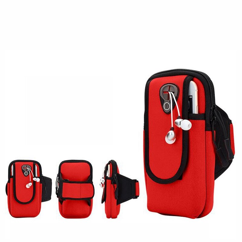 6.5Waterproof Universal Running Gym Sport Armband Case Mobile Phone Arm Band Bagfor iPhone 11 Pro Max Samsung a50 Smartphone Bag: Red