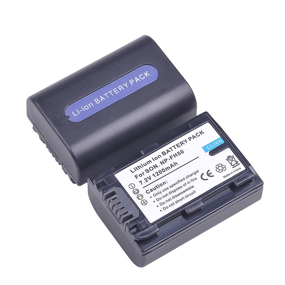 Batería NPFH50 de NP-FH50 para Sony NP-FH30, NP-FH40, NP-FH50, NP-FH70, NP-FH100, HX100V, HX200, HX200V, DSC-HX1, A290, A330, 2 uds.