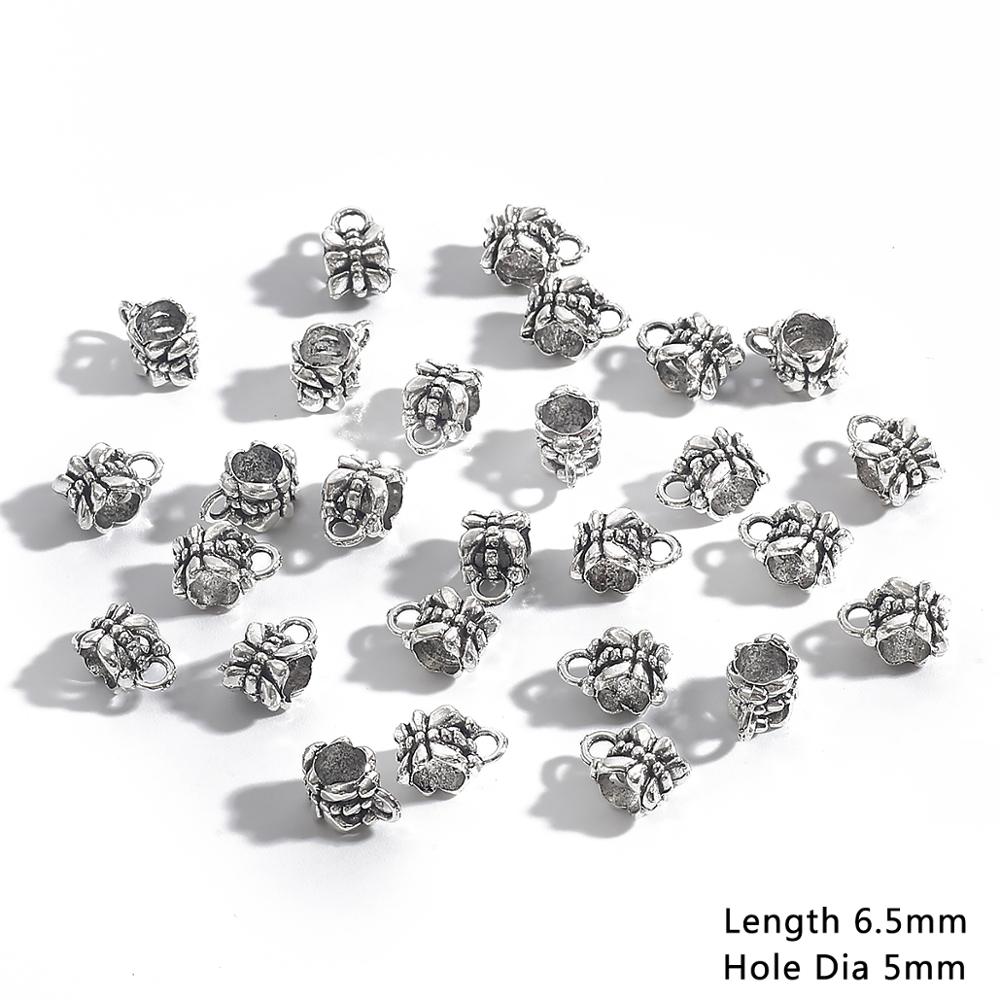 20pcs Bail bead Connector Charms 4-9MM Antique Silver Necklace Clasps for DIY Jewelry Findings Accessories: 08