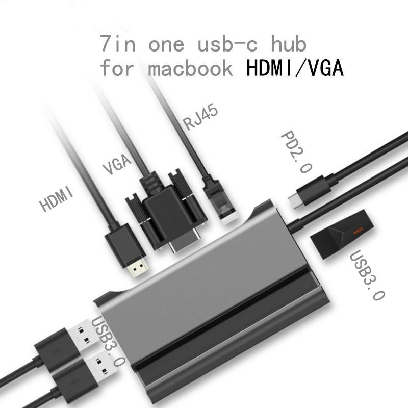 USB-C portátil Docking Station USB 3,0 HDMI VGA RJ45 de Hub USB para portátil Macbook Pro HP DELL superficie Lenovo Samsung muelle