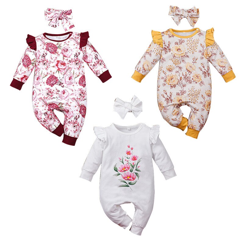 carter toddler Autumn newborn clothes baby girls long-sleeved jumpsuit printed