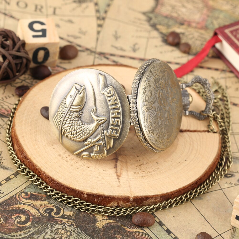 Relojes de bolsillo para hombre big fish pattern case lommeur herre stor hvit skive slim chain clock anheng analoge