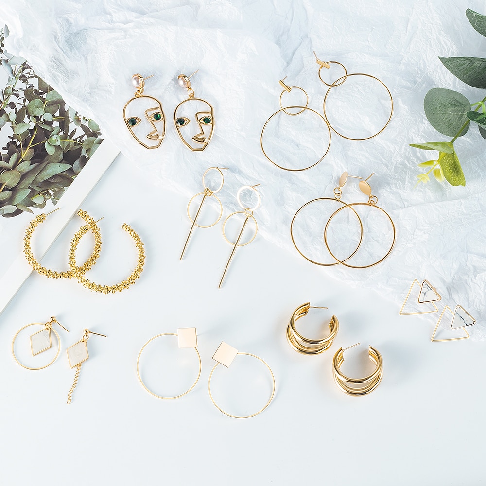X & P Ronde Dangle Koreaanse Oorbellen Voor Vrouwen Geometrische Ronde Hart Gouden Oorbel Bruiloft Oorbellen sieraden