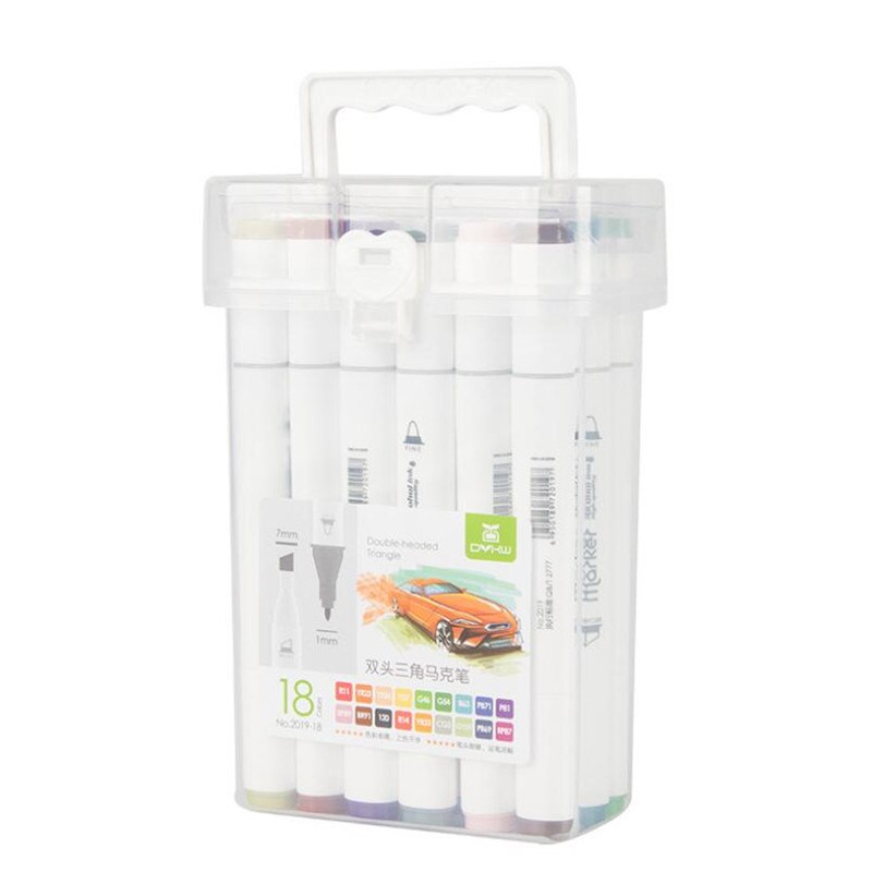 12/18/24/36 -farvet dobbelthovedet markør hurtigttørrende vandafvisende studerende maleri blødt hoved olieagtig krog linje skrivemarkør: 18 farver