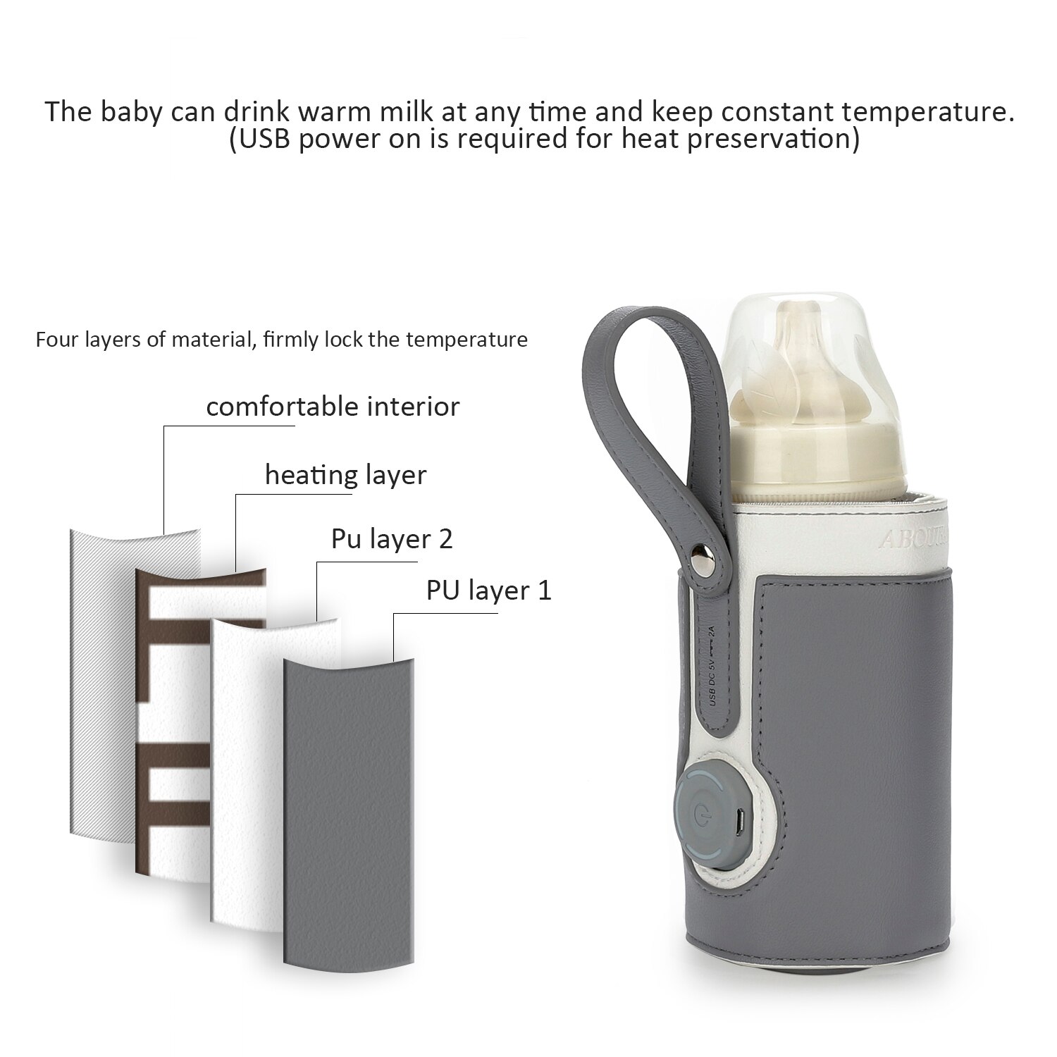 Sac chauffe-biberon USB pour bébé, sac thermostatique Portable pour voyage en plein air