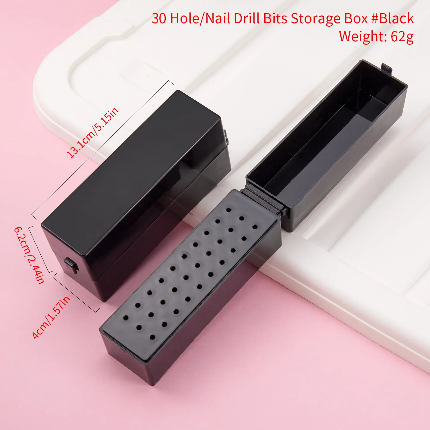 Förvaringslåda för 30- håls nagelborr, manikyrfräshållare, displayställ för nagelborr, hylla, manikyrverktyg: Ljusgrå