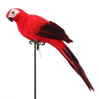 Handgemaakte simulatie papegaai schuim + veer tuin gazon beeldje ornament dier vogel rekwisiet decoratie 35cm/25cm: Rood / 35cm