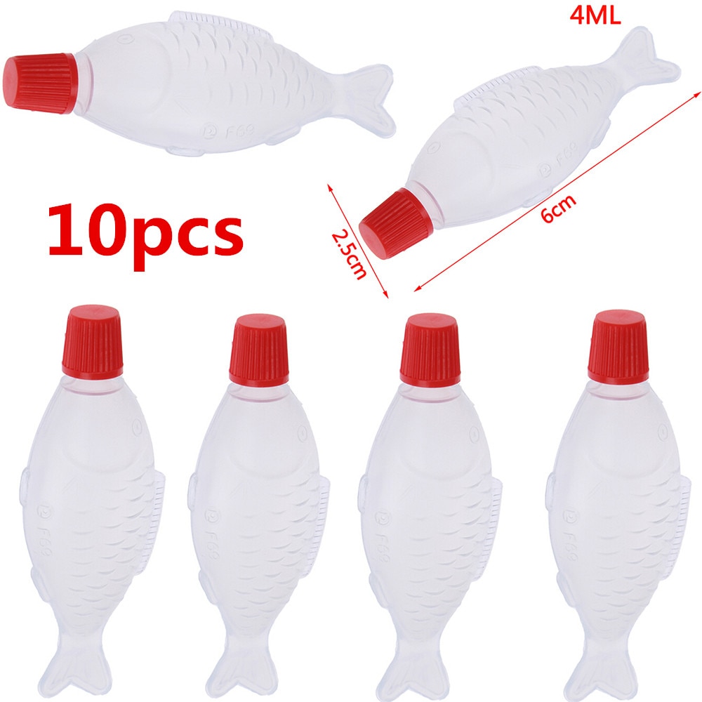 10Pcs Fish-Shaped 4ml Soy Sauce Disposable Sauce Bottle Rice Ball / Sashimi /Sushi Bottle Vinegar Bottle