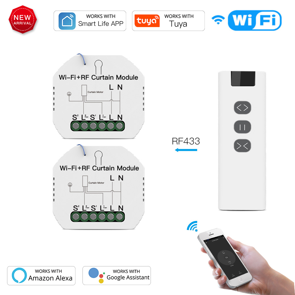 MOES Tuya WiFi RF Rollos Vorhang Steuermodul Auslöseschalter mit Fernbedienung für Elektromotor Sonnenschutz Google Home Alexa: Dark Khaki