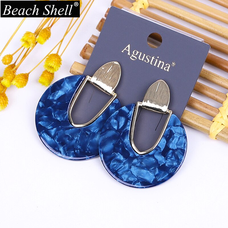 Acetate earrings acrylic bohemian resin jewelry statement geometric women korean dangle trendy summer gold cc