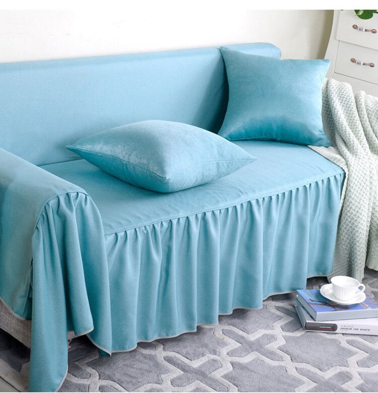 Solid Color Universal Couch Cover for Living Room Furniture Single/Two-seater Sofa Set Slipcovers Four Season