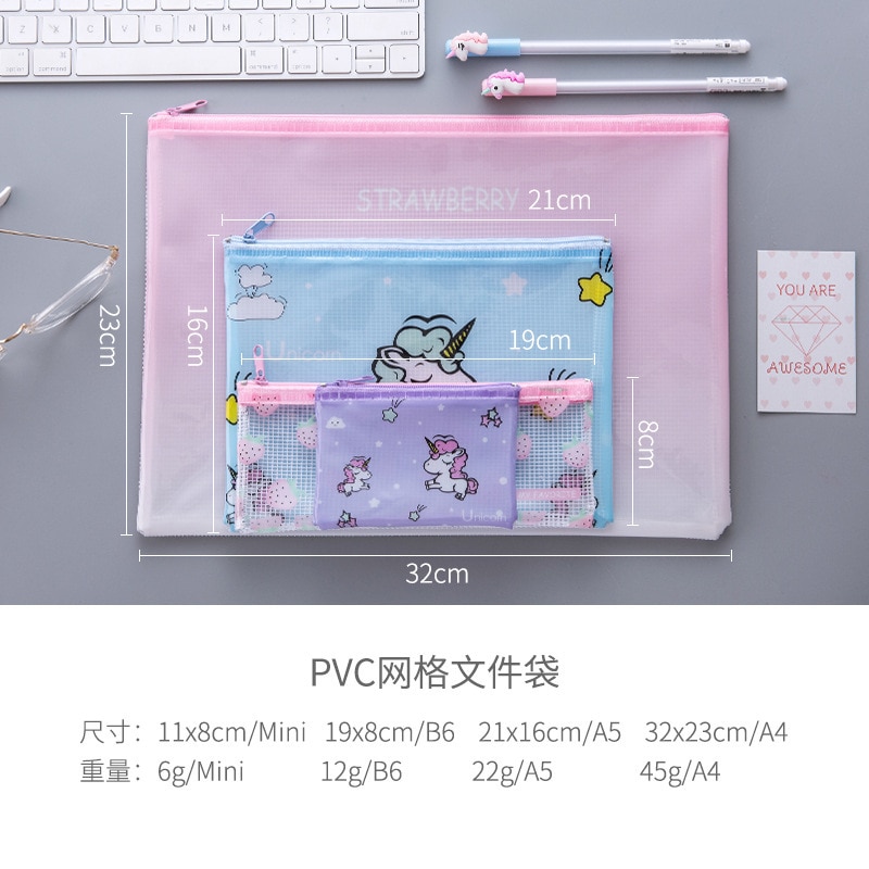 Popular Unicorn Colorful File Bag Document Bag File Folder Stationery Filing Production