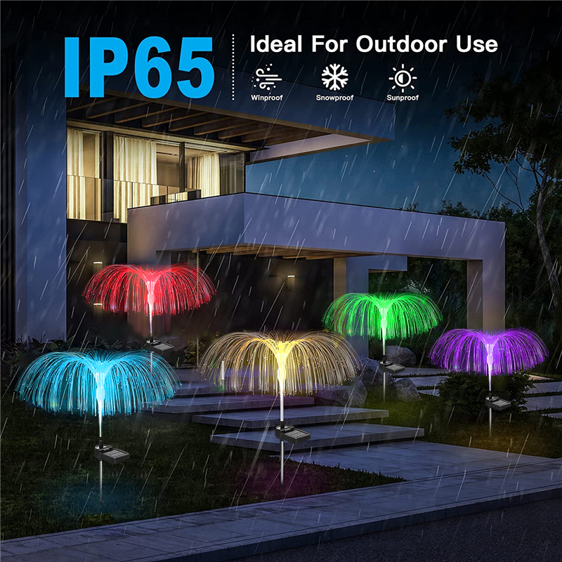 Solar Jellyfish Lights Waterproof Garden Lights Fiber Optic Lights Luminous Charging Garden Decorative Lights