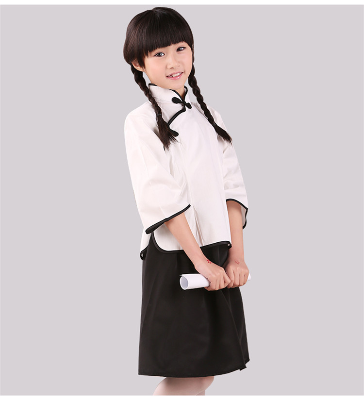 Children's Chinese style student wear girls costumes summer retro wind chorus suit graduation class service