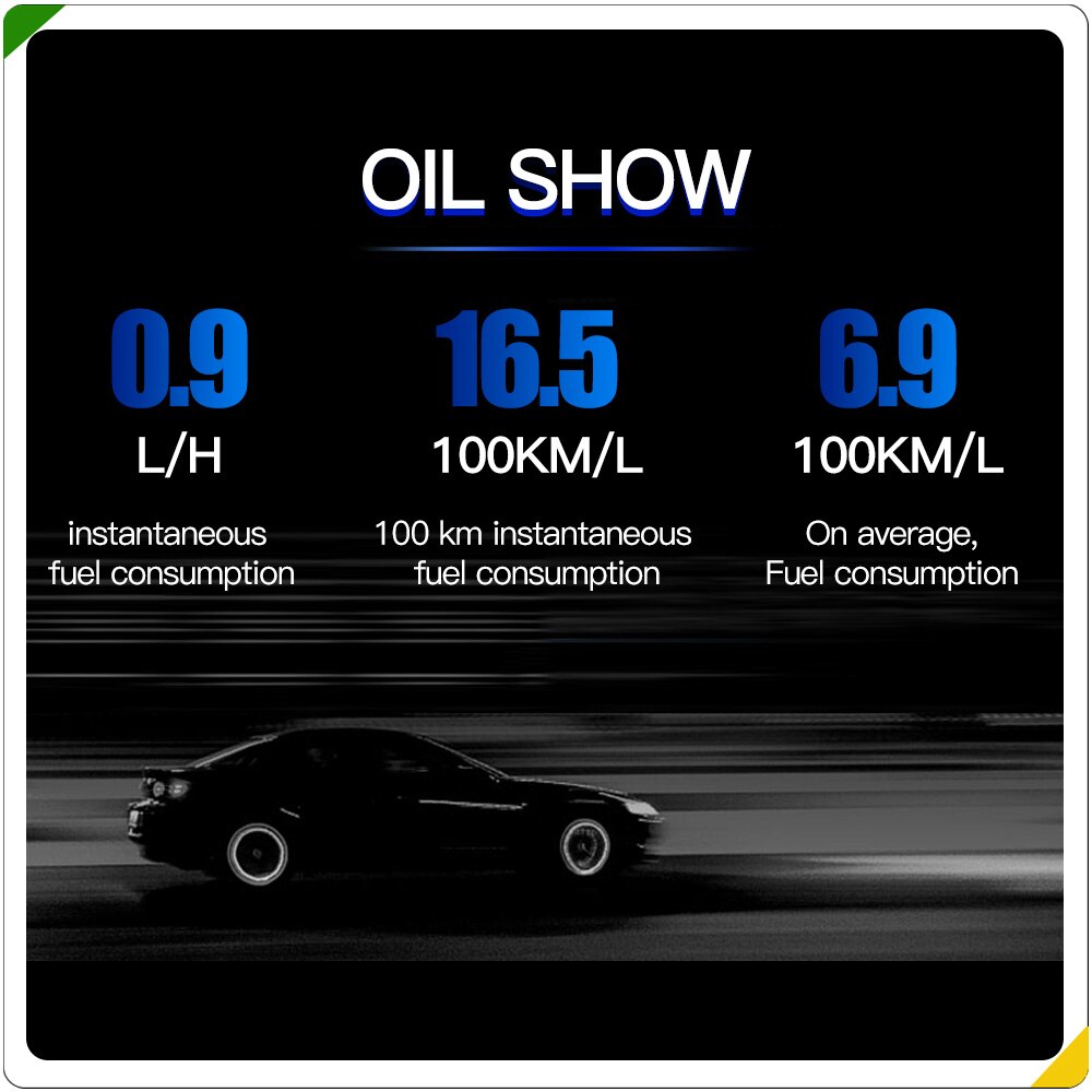 i9 HUD Head Up display Auto HUD OBD2 Car Speed Projector KMH MPH Speedometer Car Detector Oil Consumption Alarm
