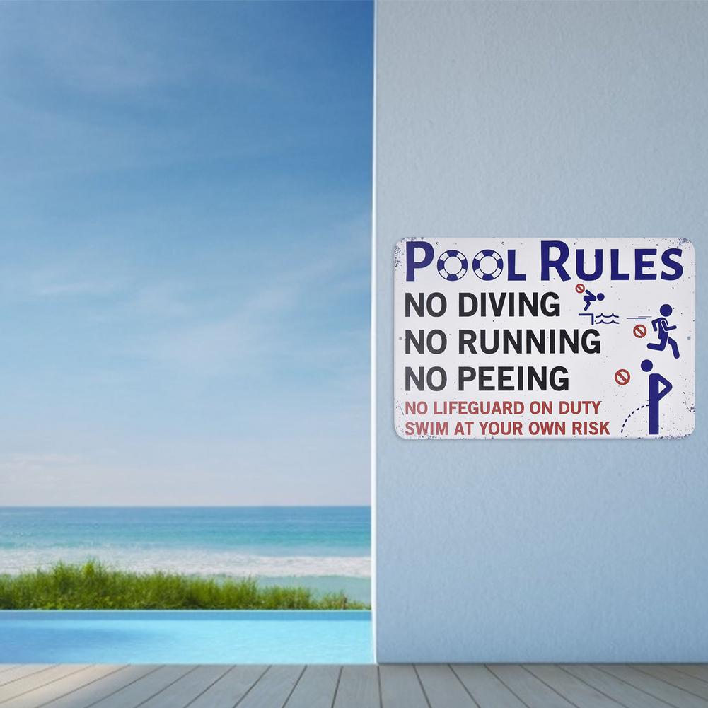 30*20cm Aluminum Alloy Swimming Pool Decoration Sign Warning Rules Sign Outdoor Summer Decoration Pendant Accessories Supplies