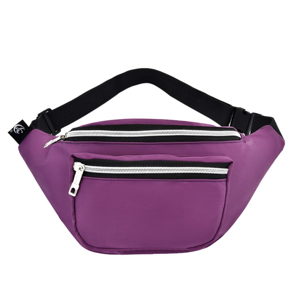 Vrouwen Tassen Effen Kleur Nylon Rits Messenger Bag Borst Bag Telefoon Tas Nylon Waterdichte Zachte Taille Packs Tas Mannen sport: Paars