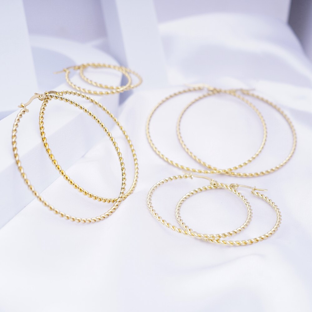 Essff 4 Verschillende Maten Rvs Punk Mens/Womens Oorbellen Gold Clip Oorbellen Hoop Ronde Cirkel Piercing Opknoping Oorbel
