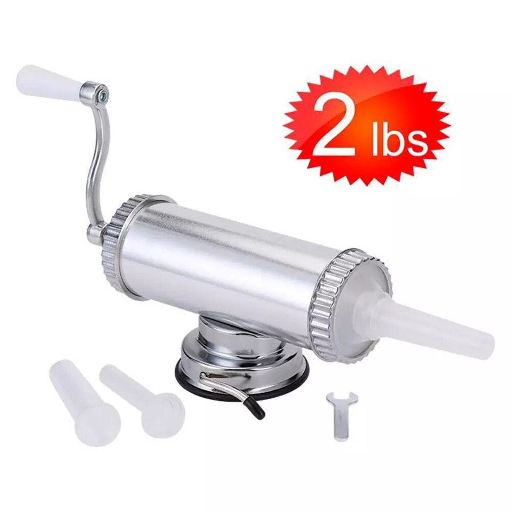 2LBS Sausage Stuffer Manual Maker Filler Meat Grinder Aluminum Alloy With Suction Base Home Nozzle Food Processor Kitchen