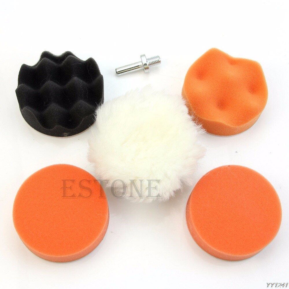 7Pcs 3'' Buffing Pad Auto Car Polishing Wheel Kit Buffer + M10 Drill Adapter