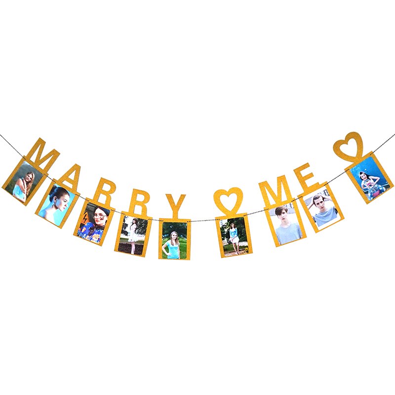 Just Married Wedding Banner Bride To Be Paper Banner Bridal Shower Marry Me Photo Props Rustic Garland Engaged Party Table Decor: G04