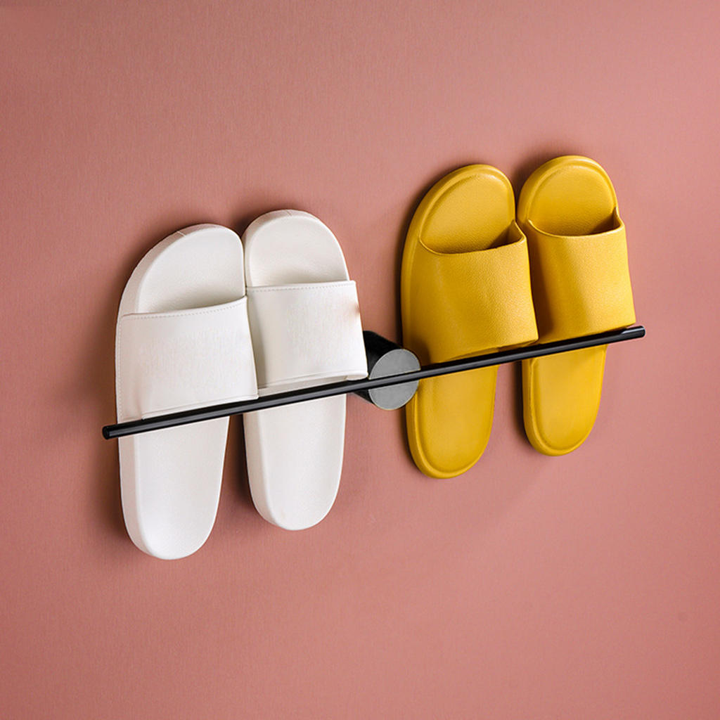 Wandmontage Handdoek Rail Zelfklevende Handdoek Bar Voor Balkon Badkamer Accessoires: Black base 50CM