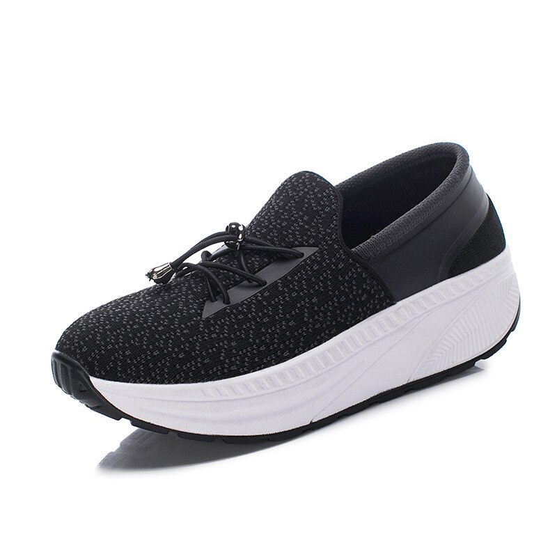 Autumn Shake Toning Shoes Women Platform Shoes Mujer Body Shaping Fitness Shoes Slimming Swing Sneakers for Female: Black / 36