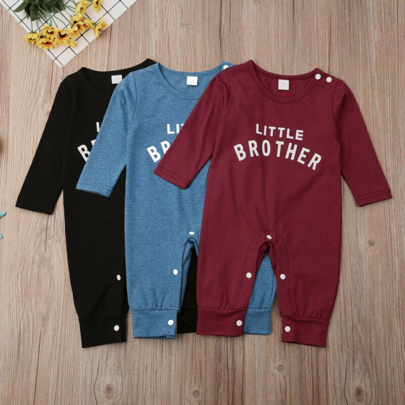 0-24Month Newborn Baby Girl Boy Knitted Long Sleeve Romper Tops Winter Outfits Little Brother One Piece Clothes