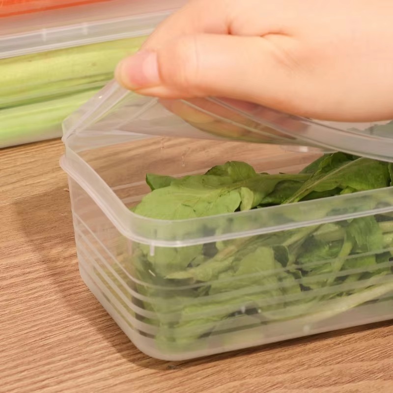 Cajas de almacenamiento para refrigerador, caja fresca de cebollas, contenedor de alimentos, almacenamiento en frío, organizador de nevera sellado con tapa, tarros, 1/5 Uds.