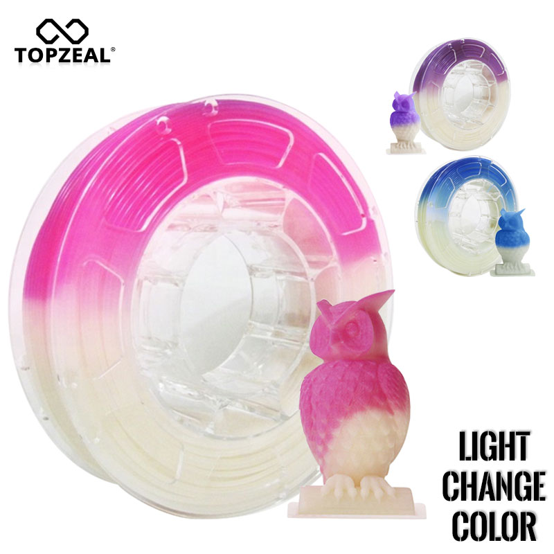 TOPZEAL PLA Light Change Color 3D Printer Filament, Dimensional Accuracy +/- 0.05mm, PLA 1KG Spool, PLA 1.75mm for 3D Printer