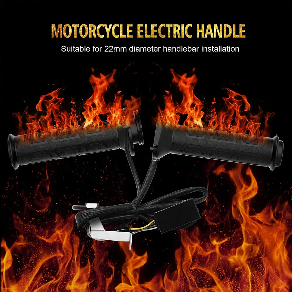 Maniglie riscaldate per moto universali da 22 mm Manopole modellate per motoslitta ATV Scooter Electri Manubrio caldo Regolare la temperatura più calda 12V