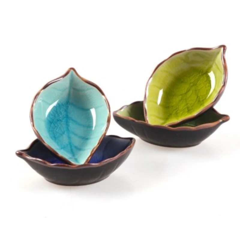 Bol de cuisine, outil de cuisine, plat , fissure de glace, feuille de glaçure, assaisonnement en céramique, Sauce soja, vinaigre, petites assiettes 10x7.5x3cm