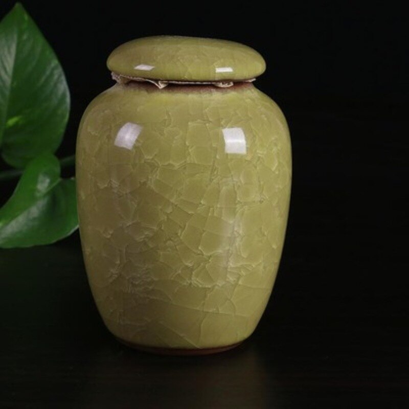 Small Pet Urn Bird Dog Pet Urns Cremation Pet Caskets Funeral Vase Cat Cremation Ash For Human Ashes Made Ceramics Hand Painted: YELLOW