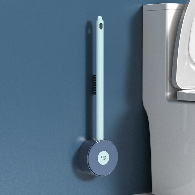Silikon Wc Pinsel Startseite Wc Sauberen Pinsel Zauberstab Montiert Wc Reinigung Werkzeuge Mit 2 Bürsten WC Schlecht Zubehör: Blau
