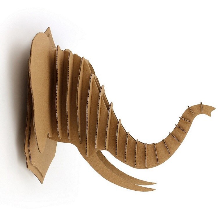 Corrugated paper wall hanging Animal Puzzle wall decoration retro wall Pendant arts and crafts diy kits for kids: Elephant