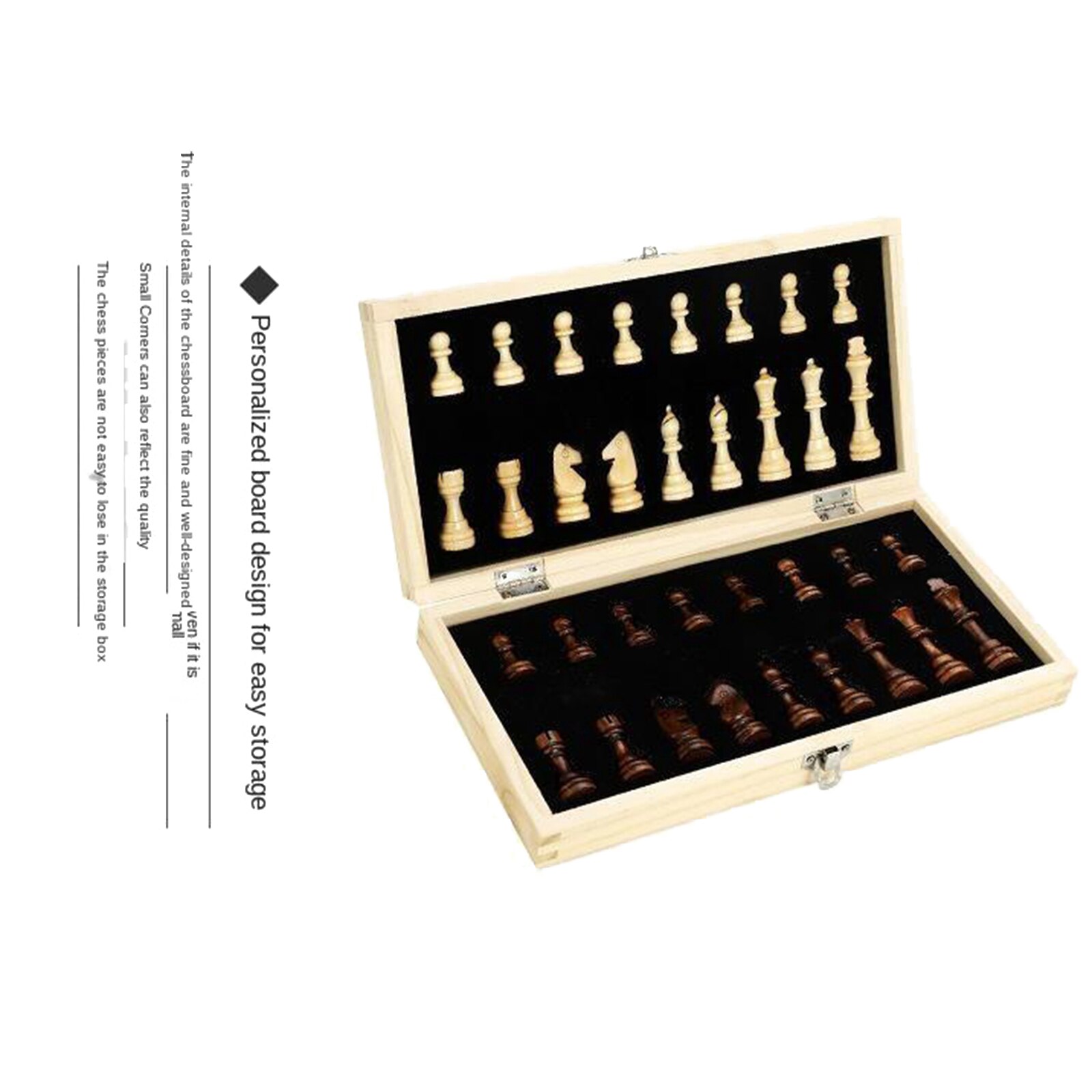 Wooden Chess Set Classic Board Game Folding Chess Board Game Set Toy Adult Kids Family Game Toys 34 Wooden Chess