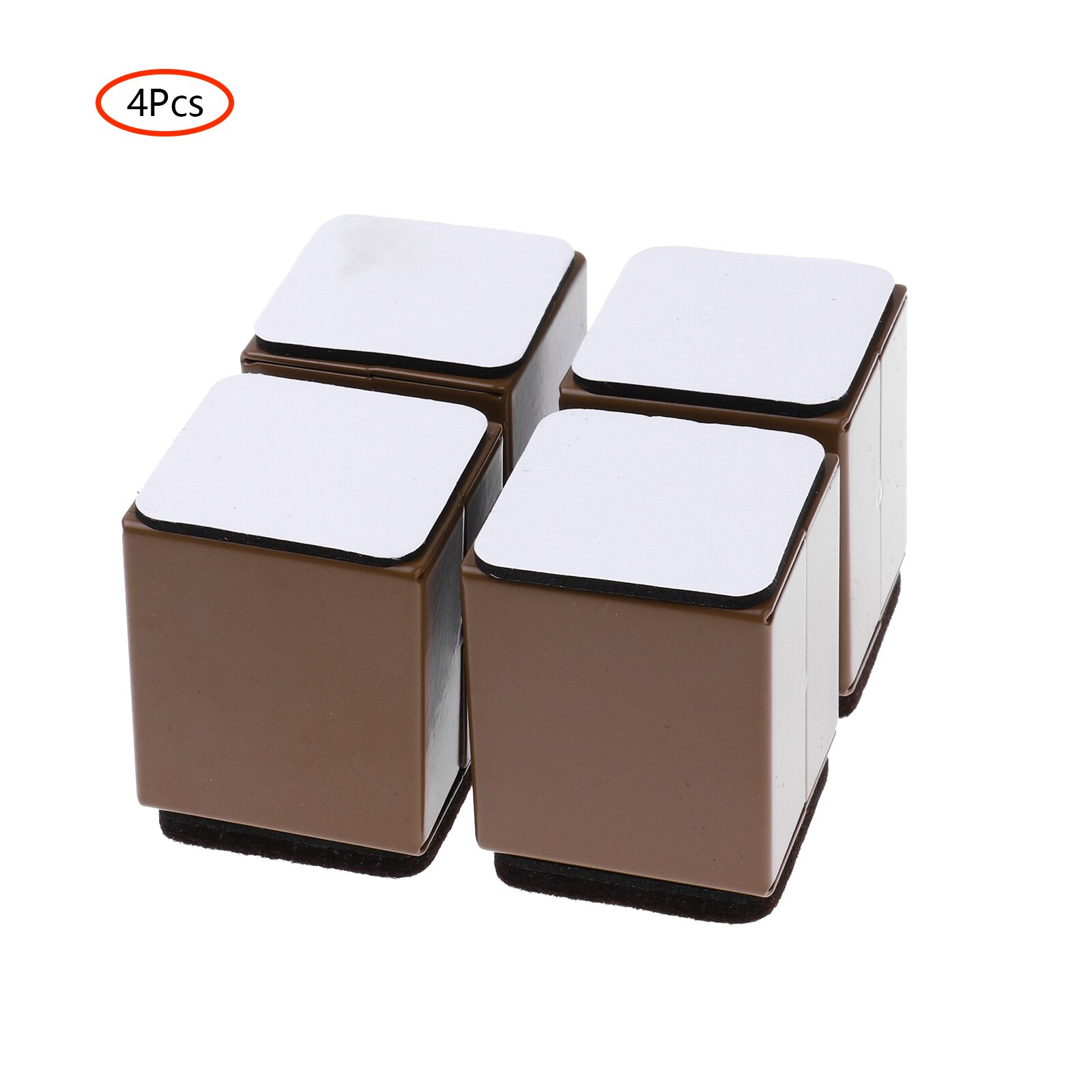 4 Furniture Heighten Pads Anti Vibration Feet Mats Non Slip Table Chair Legs Protectors Reusable Sofa Foot Covers Home Accessory: Brown Square