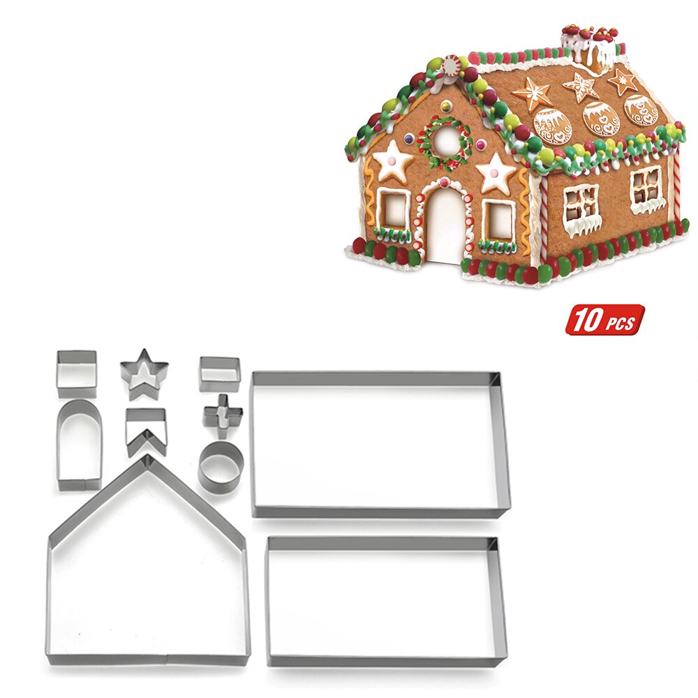 Kerst Cookie Cutter Rvs Cut Snoep Biscuit Mold Koken Gereedschap Kerst Thema Metalen Cutters Mould