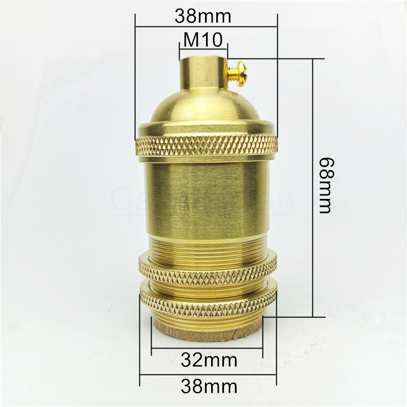 Portalámparas de latón 100% de cobre, perilla de toma de luz eléctrica o interruptor de cadena y tornillo roscado, ajustador de anillo de sombra, Base de iluminación DIY: Castaño