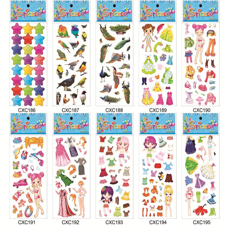 12,24,48,60 Sheets Kids Random Stickers 3D Puffy Bulk Cartoon Zoo Animal Scrapbooking Stickers for Girl Boy Birthday