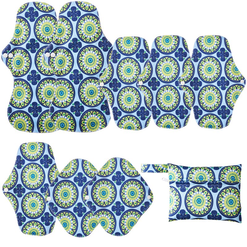 8pcs Bamboo Charcoal Reusable Menstrual Pads For Monthly Women Washable Gaskets Maternity Sanitary Towels Daily Pads 1pc Wet Bag: K-18