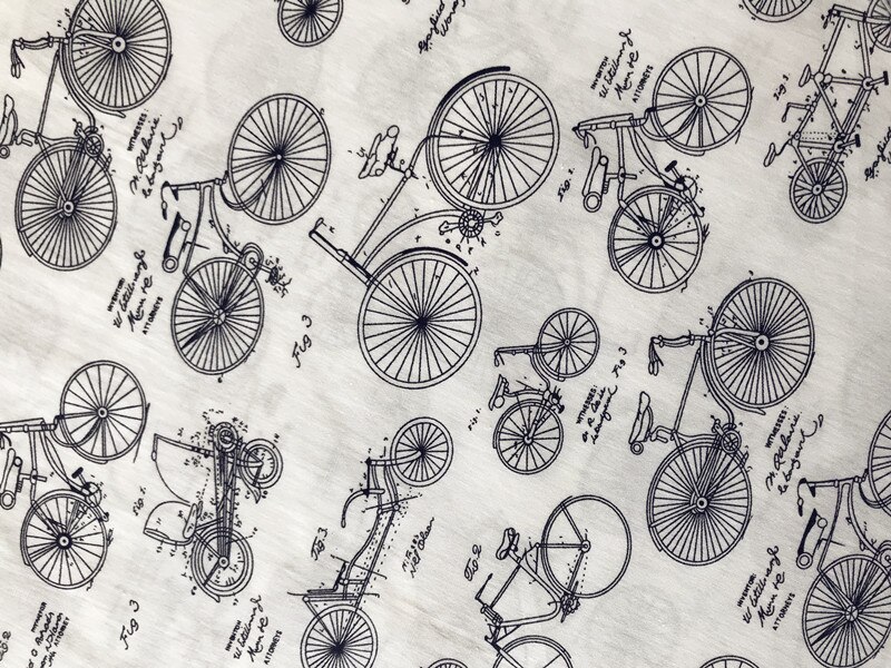 Handgjord diy tyg brev cykel tryckt plagg material bomull