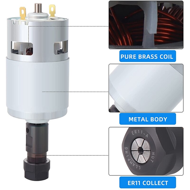 775 Spindle Motor With ER11 Collet &amp; Connection Line, 24V 20000 R/Min,Fit For CNC 3018 Series Carving Machine